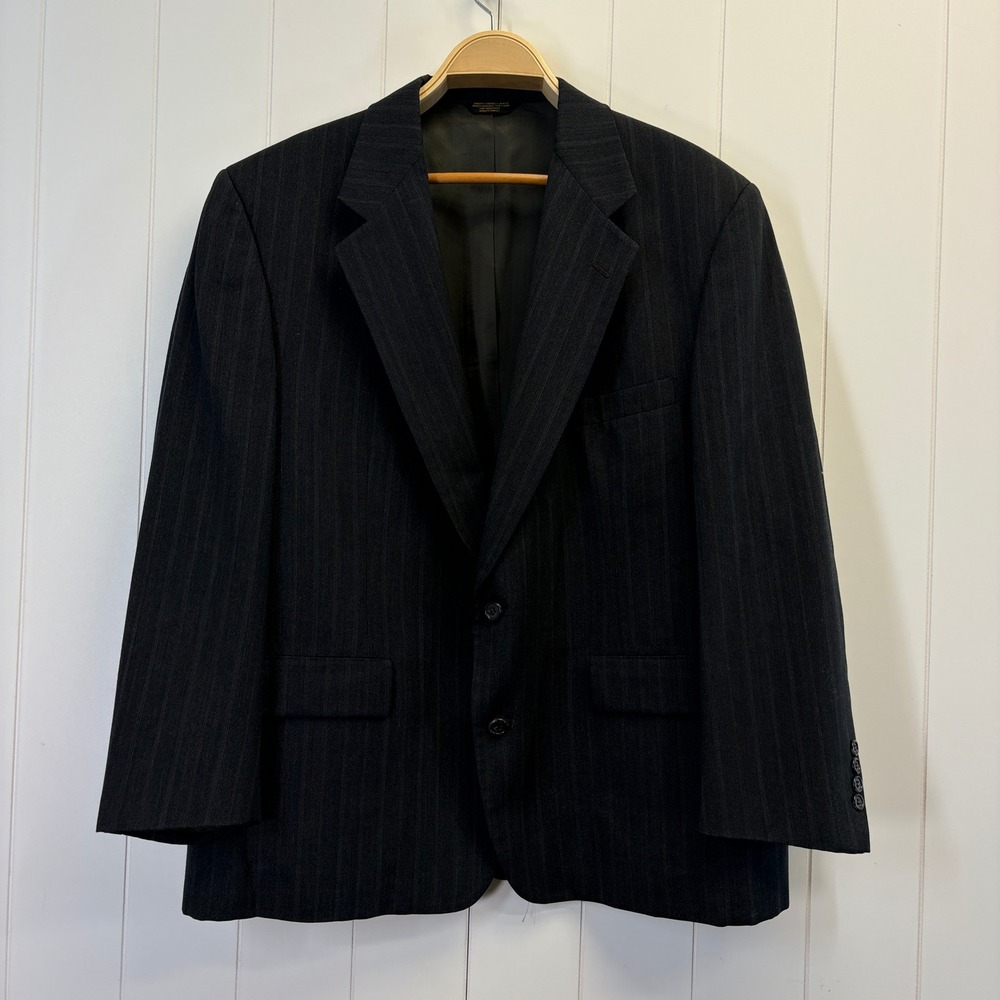Turnbury Classic Pinstripe Wool Blazer Mens Size 46R Dark Academia Business